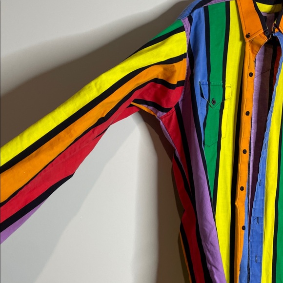 Vintage Ruddock Bros Men’s Western Brushpopper Bright Stripes Size 16 1/2 - Picture 3 of 6